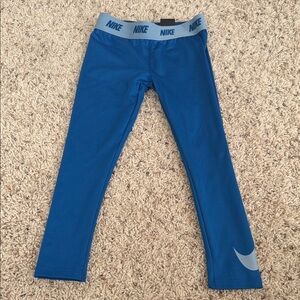 Nike Kids Blue Leggings with Gray Accents
